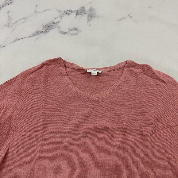 Pure J Jill Pink Oversize Pullover Sweater Sz S V-Neck Front Pocket Silk Cotton - Picture 2 of 12